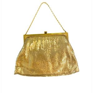 Vintage Whiting & Davis Co. Gold Bronze Mesh Designer Bag Purse Clutch
